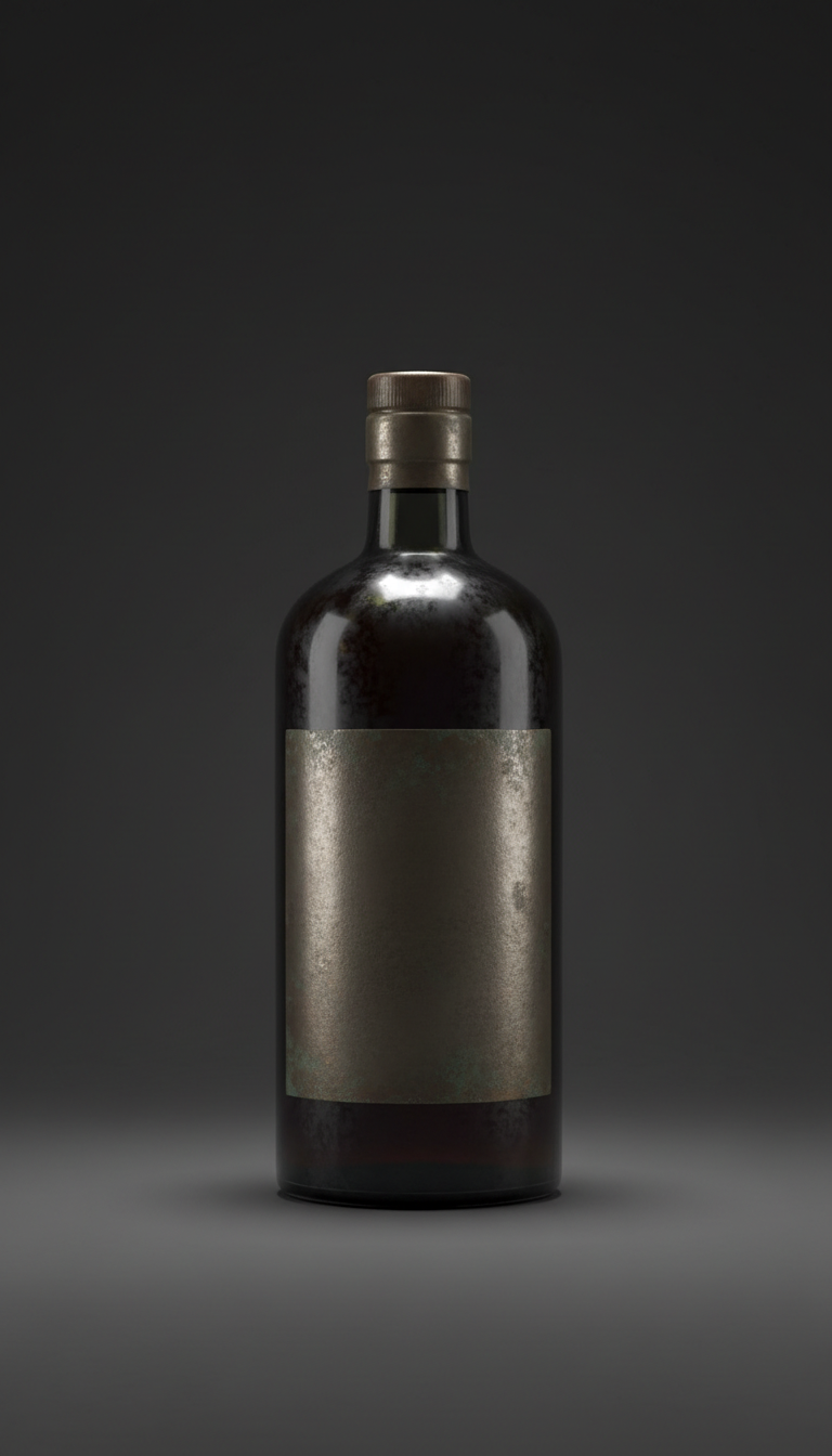 Aged spirits with metallic label