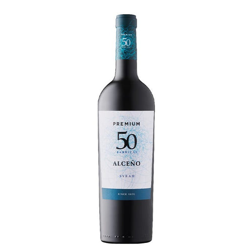Alceño Premium 50 Barricas Syrah 2016 Jumilla wine bottle on a white background