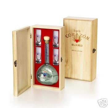 CORAZON TEQUILA DE AGAVE BLANCO WOODEN GIFT BOX SET