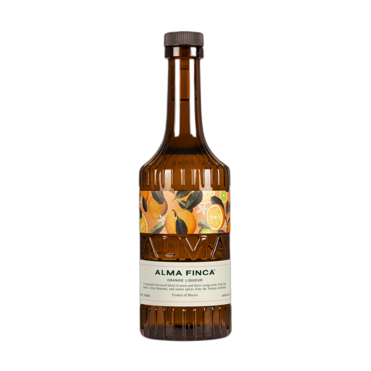 Alma Finca Orange Liqueur 750 ml bottle on a transparent background