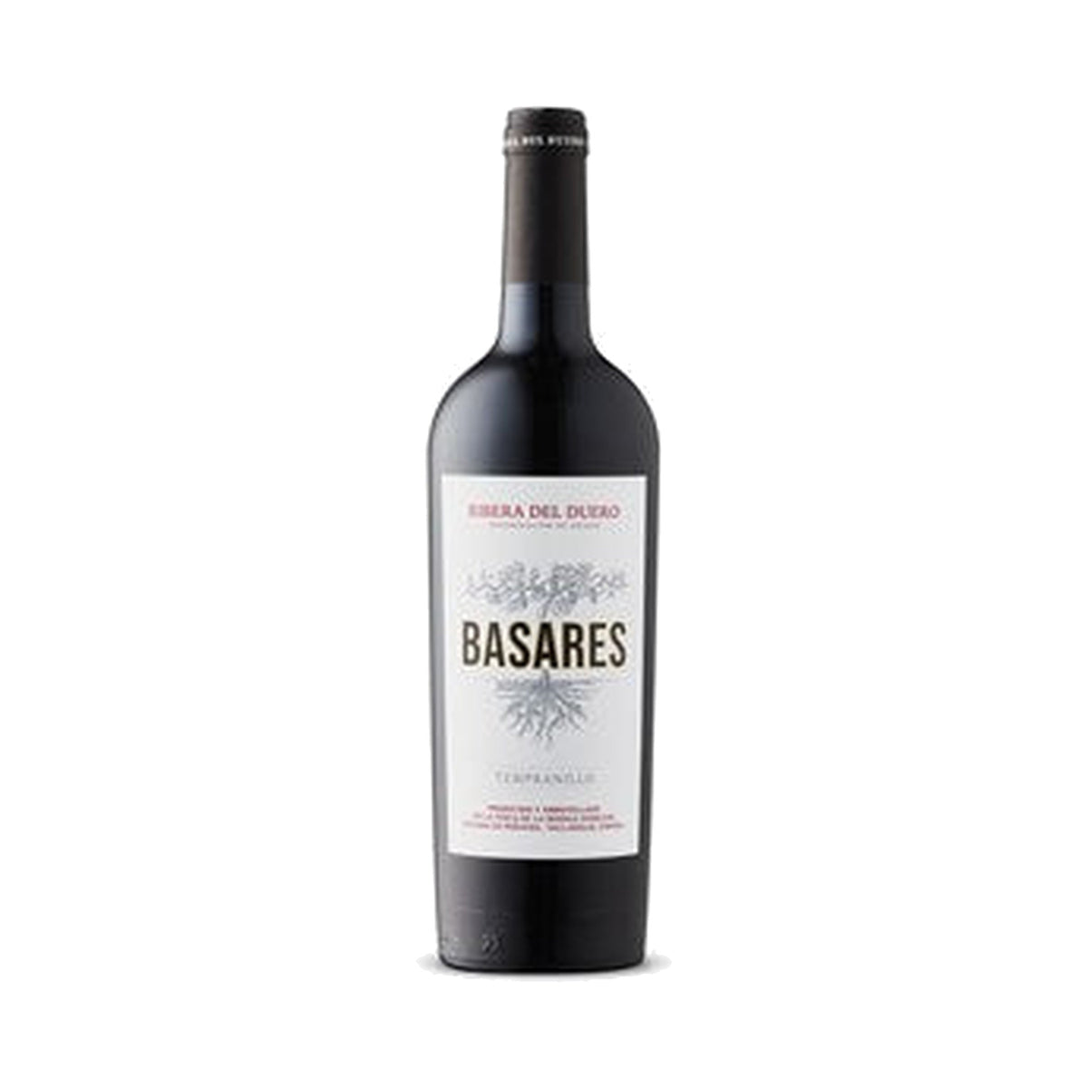 Basares Ribera del Duero 2019 red wine bottle on a white background