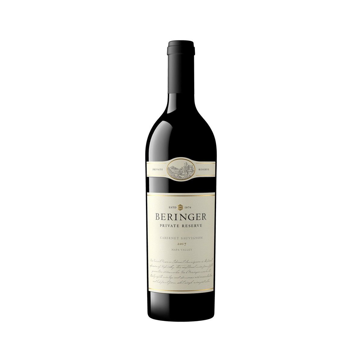Beringer Private Reserve Cabernet Sauvignon bottle on a white background