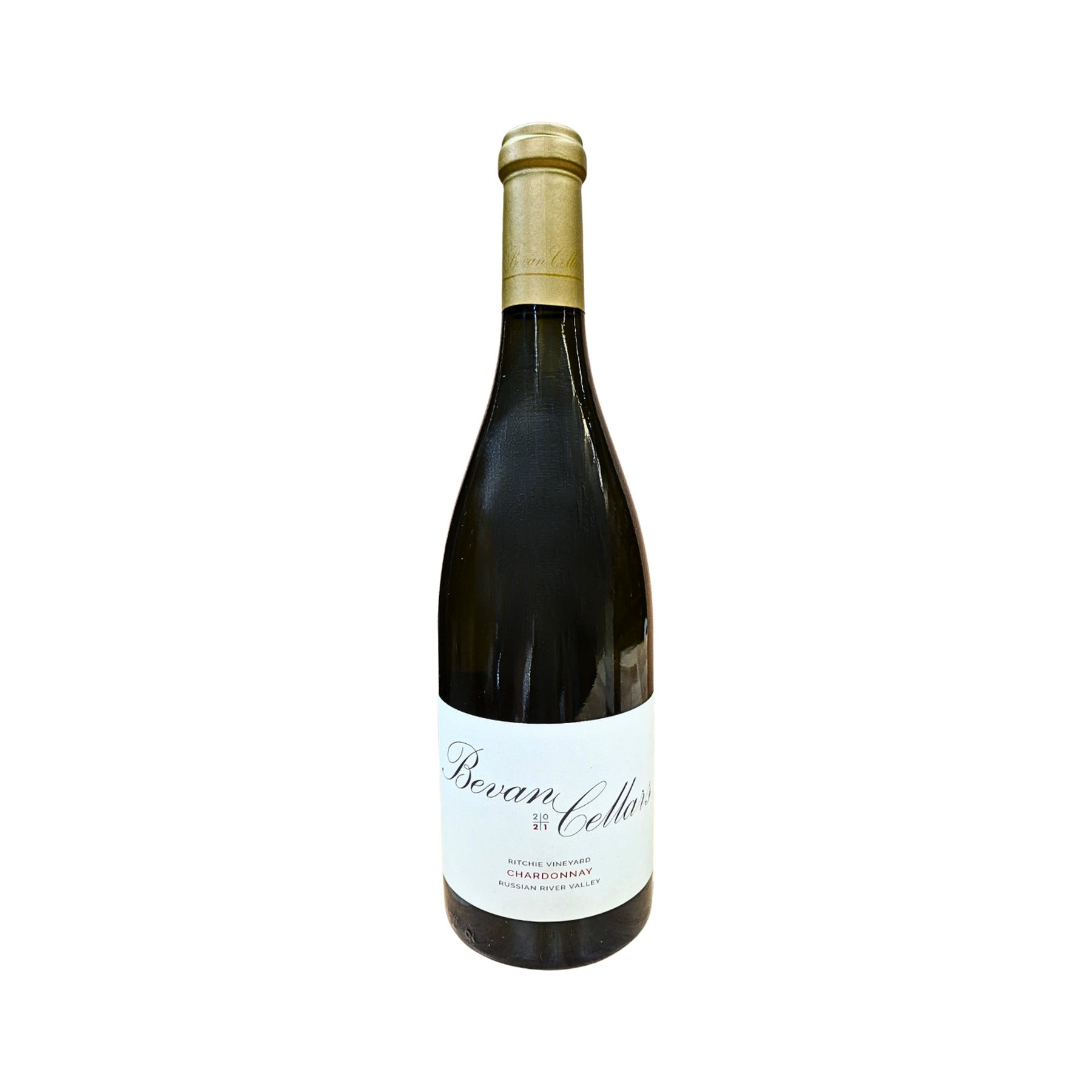Bevan Cellars Ritchie Vineyard Chardonnay bottle on a white background