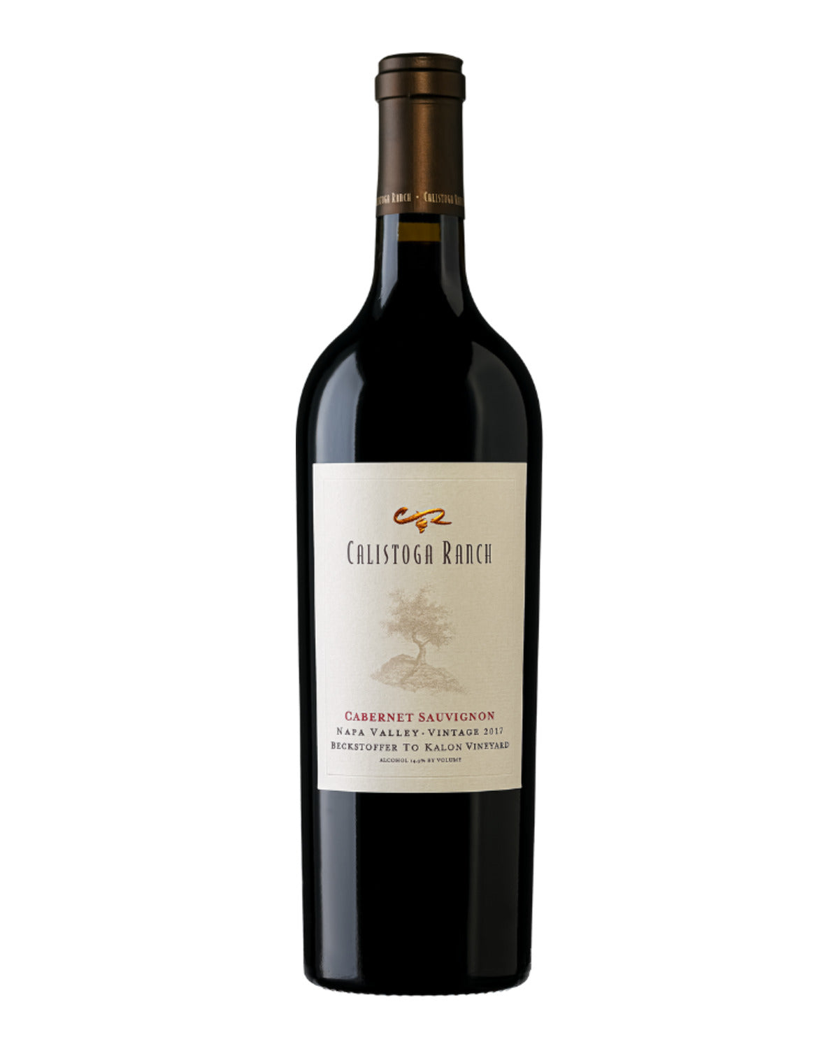 Calistoga Ranch Beckstoffer To Kalon Cabernet Sauvignon 2017 bottle on a white background; actual product vintage may differ