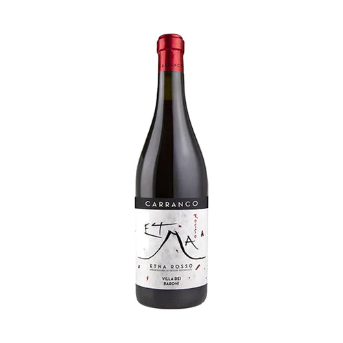Carranco Etna Rosso Villa dei Baroni 2019 bottle on a white background