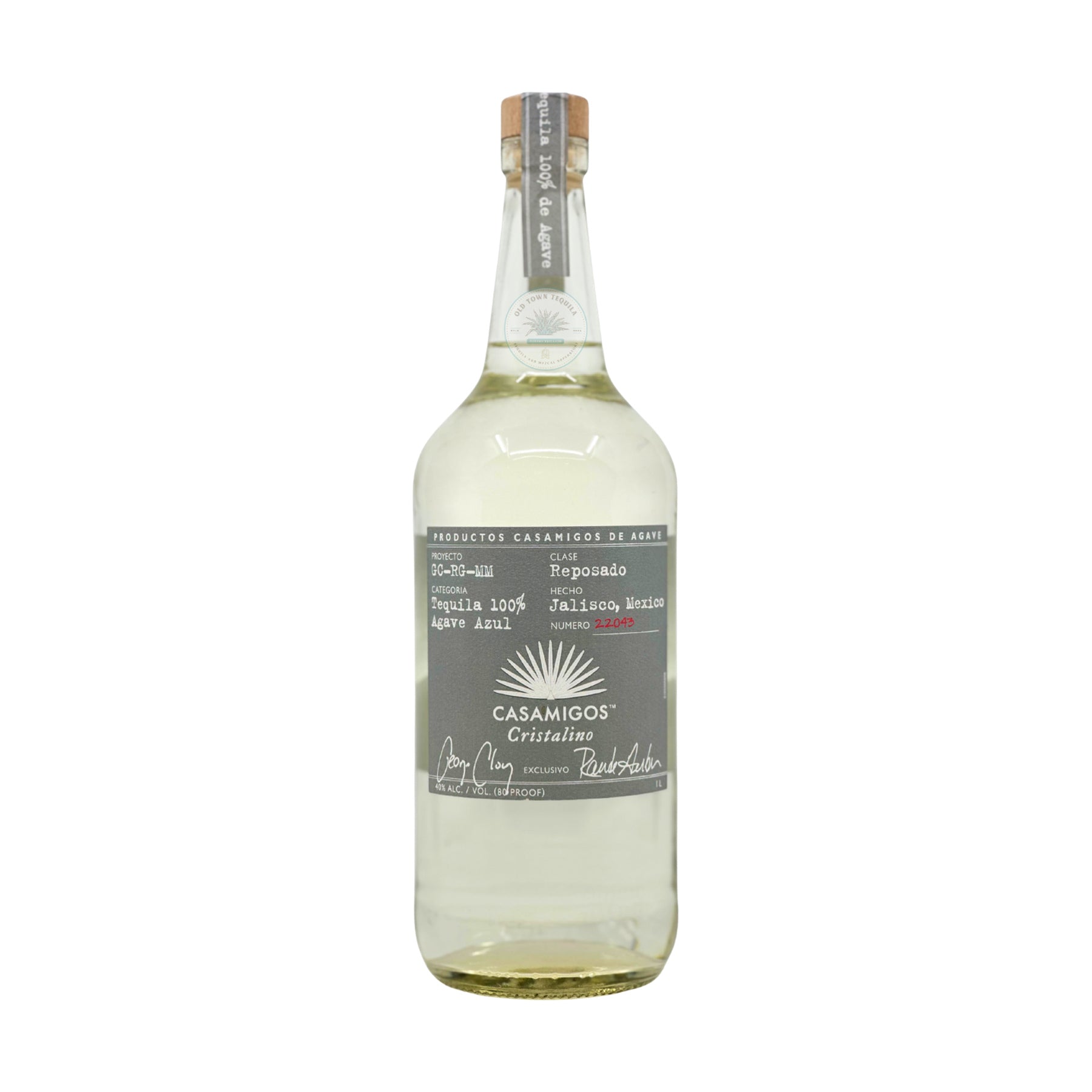 Casamigos Cristalino Reposado Tequila 1L bottle on a white background