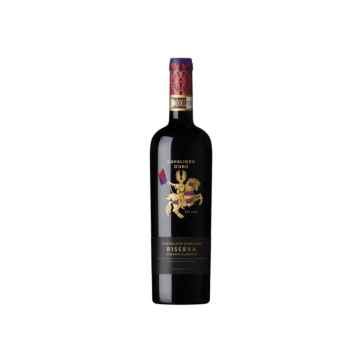 Castello di Gabbiano Chianti Classico Cavaliere d'Oro Riserva 2017 bottle on a white background
