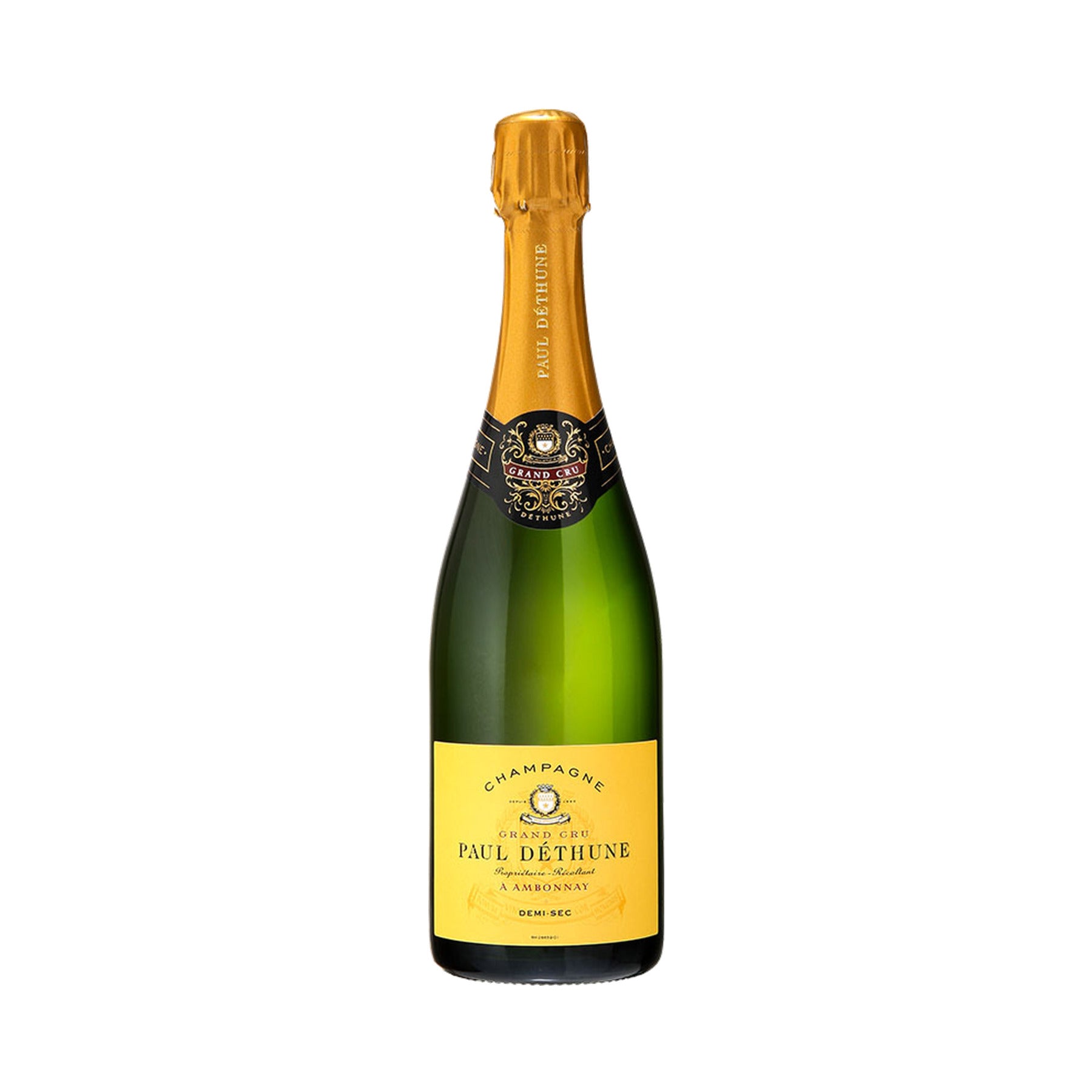 Champagne Paul Dethune Grand Cru bottle on a white background