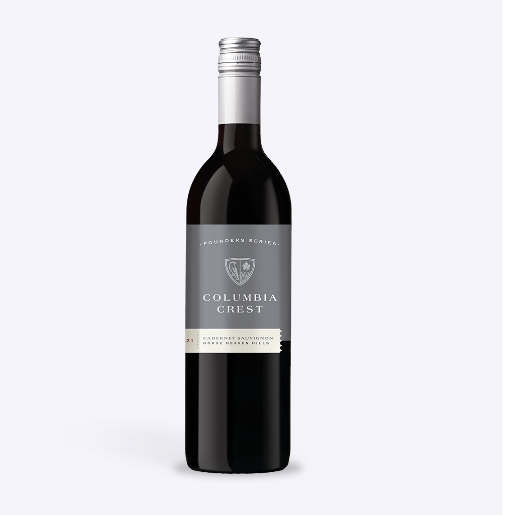 Columbia Crest Founders Series Cabernet Sauvignon 2021 bottle on a white background