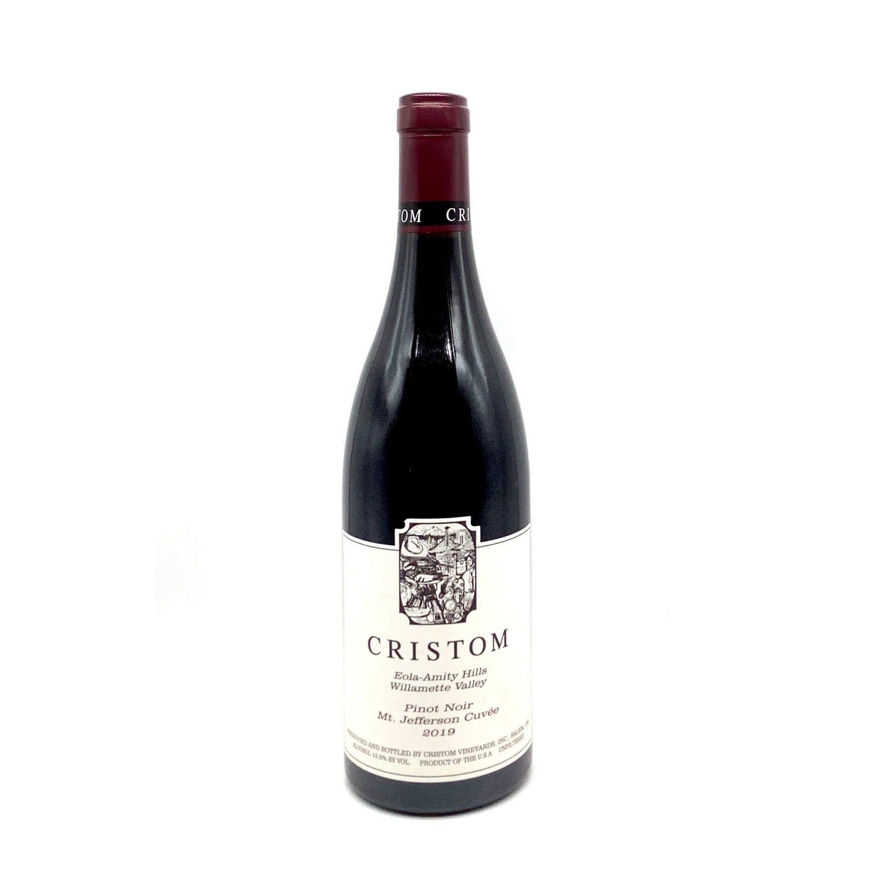 Cristom Mt. Jefferson Cuvée Eola-Amity Hills Pinot Noir 2019 bottle on a white background