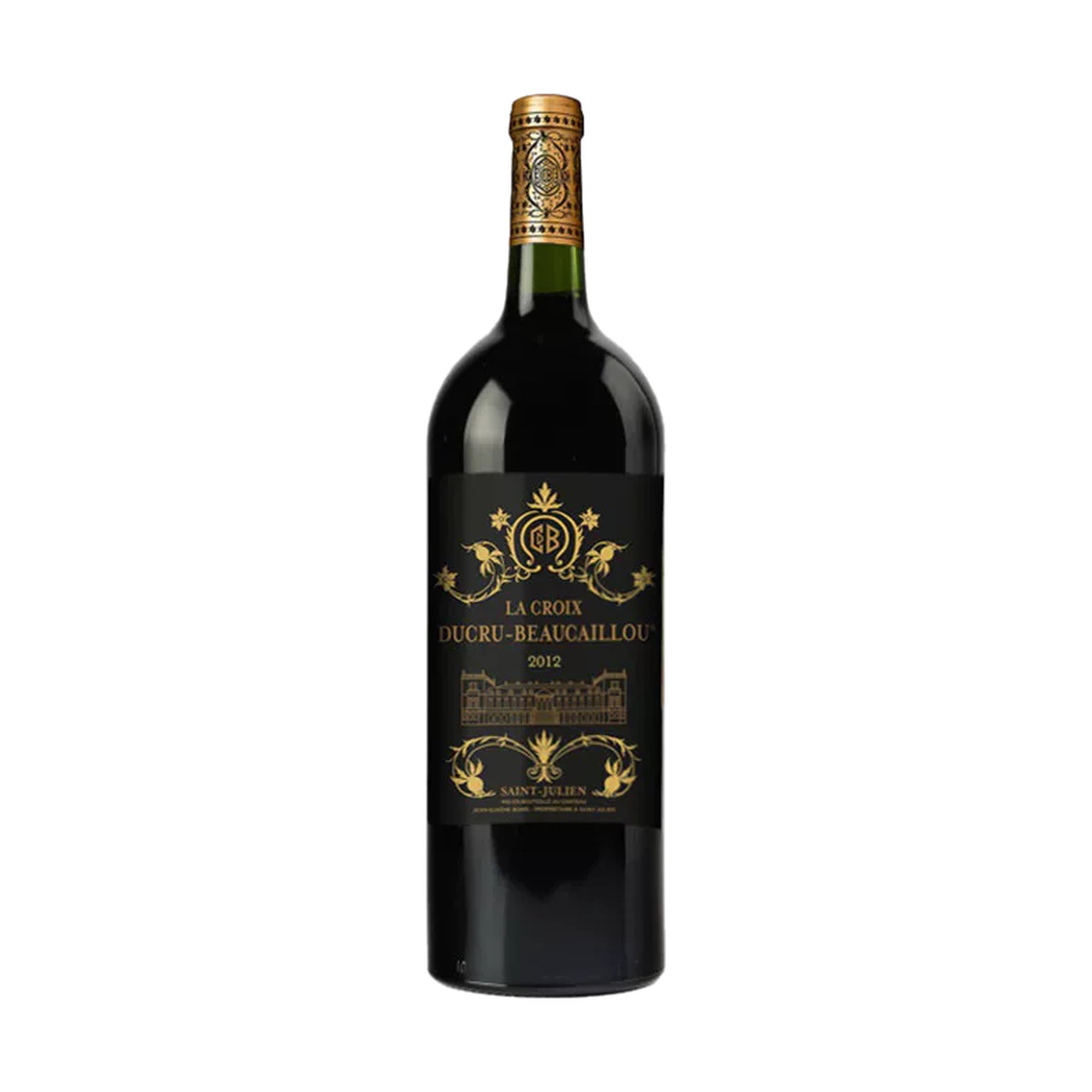 La Croix Ducru-Beaucaillou 2012 Bordeaux red wine 1.5 L magnum bottle on a white background