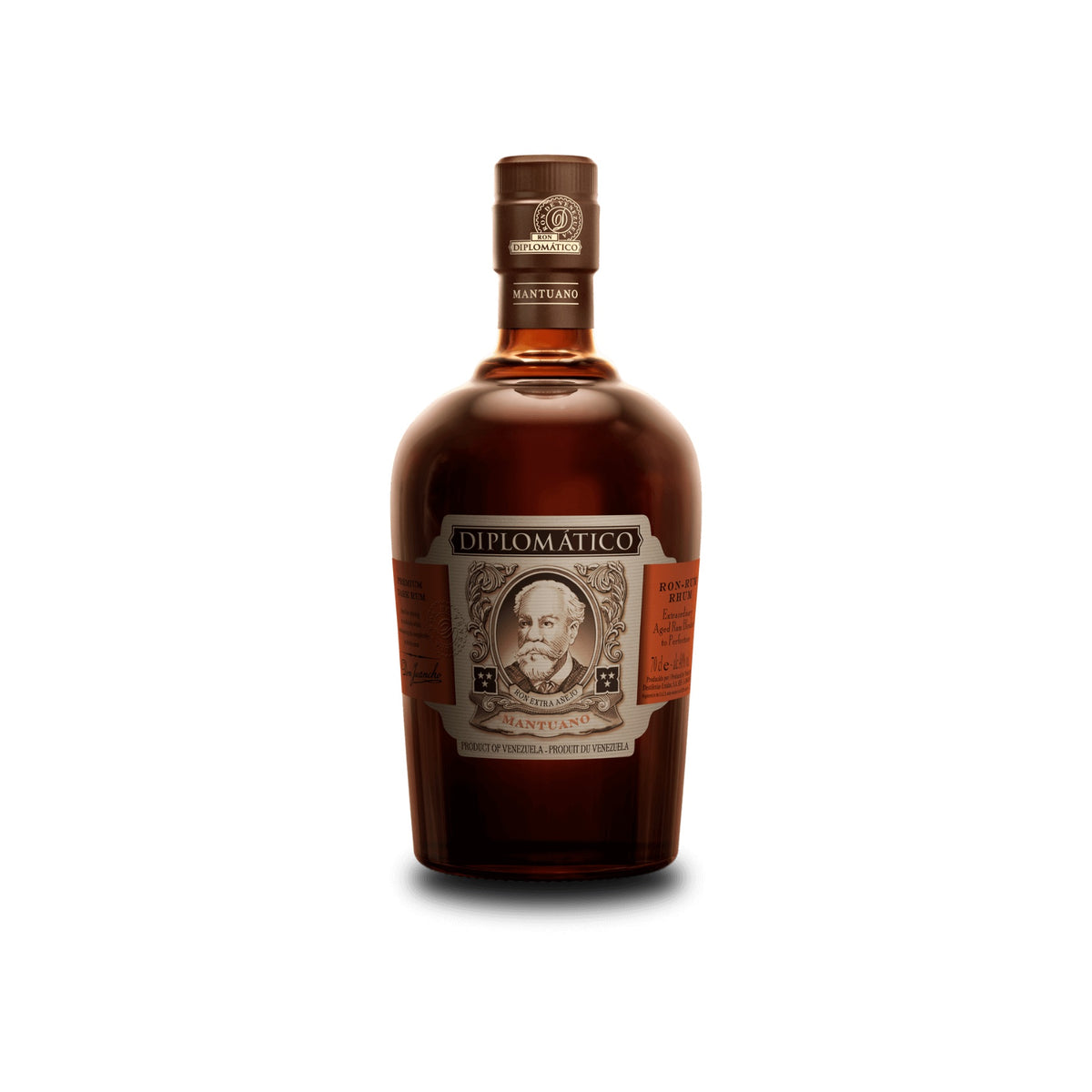 Diplomatico Mantuano rum 750ml bottle on a white background