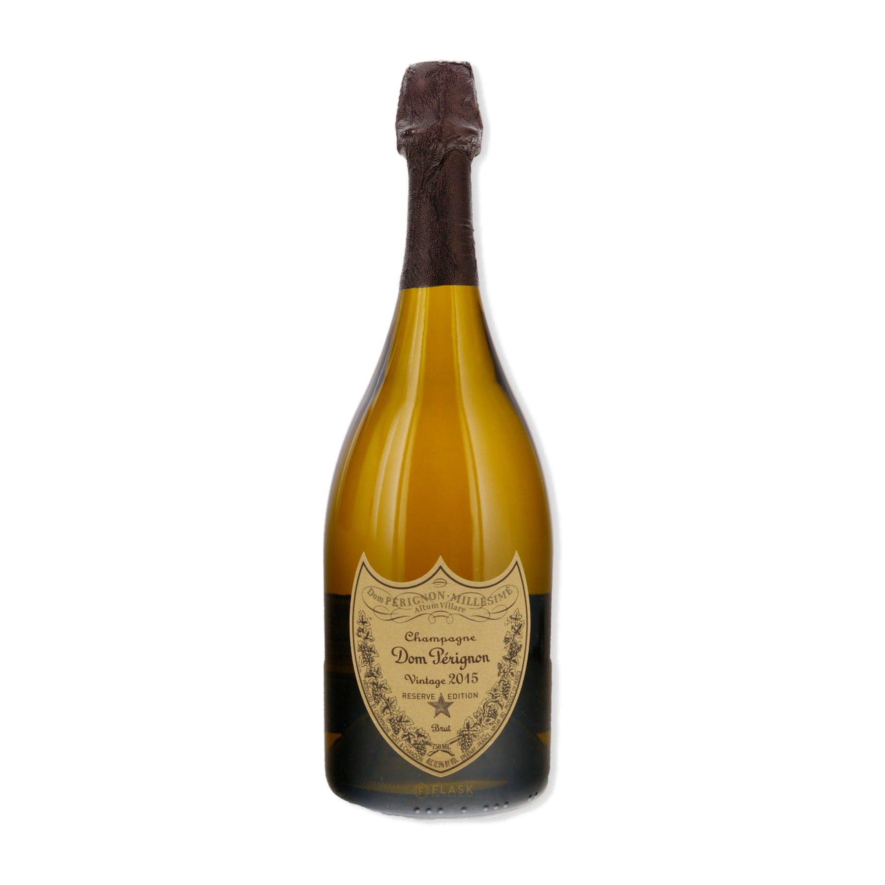 Dom Pérignon Champagne 2015 bottle on a white background