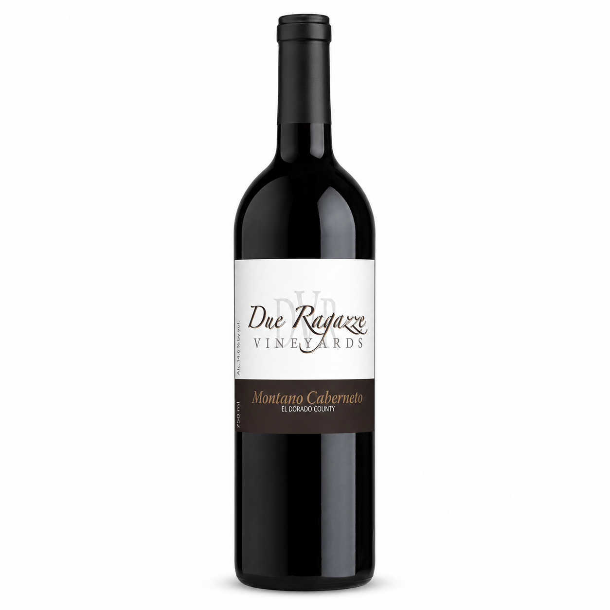 Due Ragazze Vineyards Montano Caberneto bottle on a white background