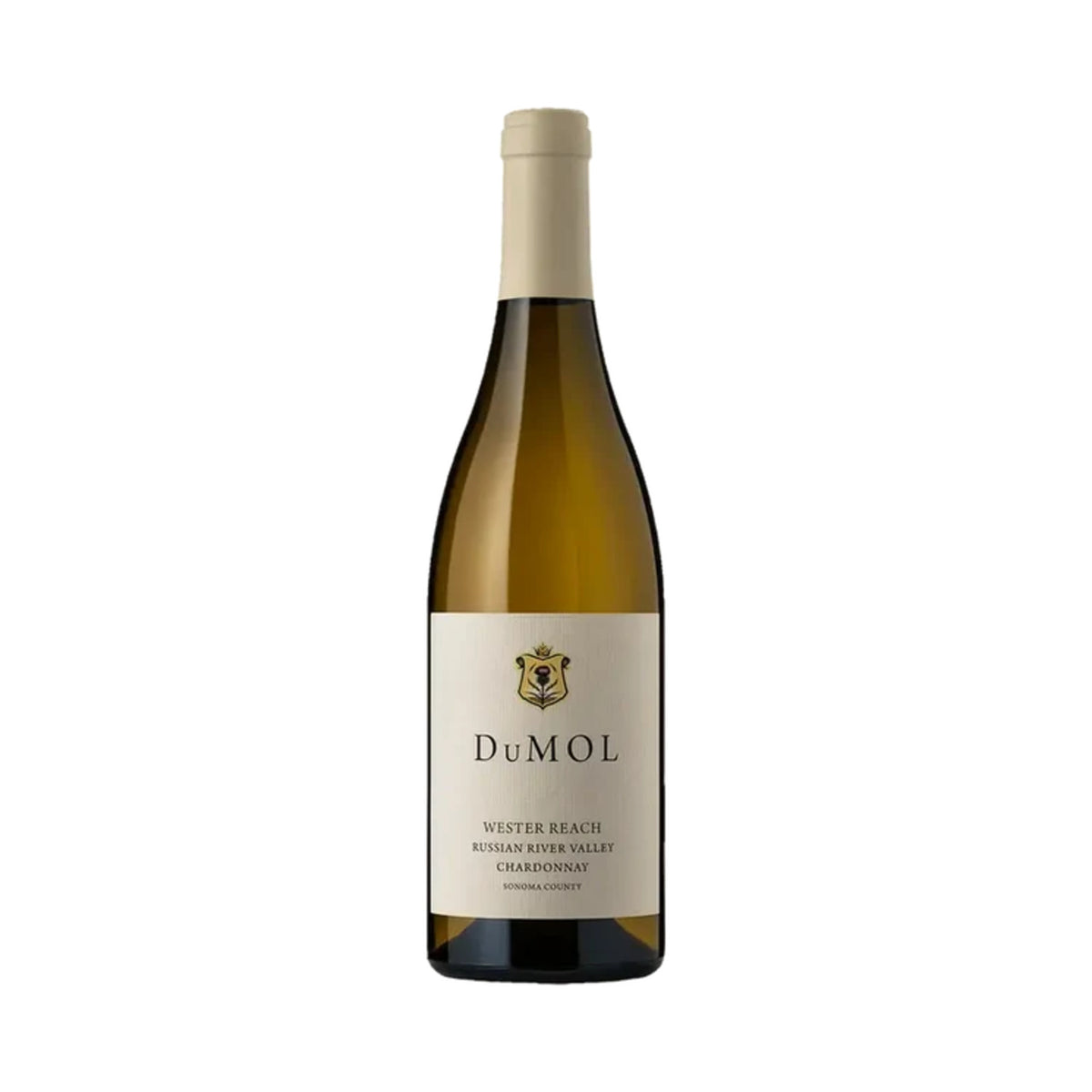 DuMOL Wester Reach Chardonnay bottle on a white background