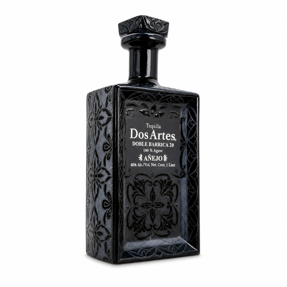 Dos Artes Añejo Doble Barrica 20 Tequila 1-liter bottle on a white background