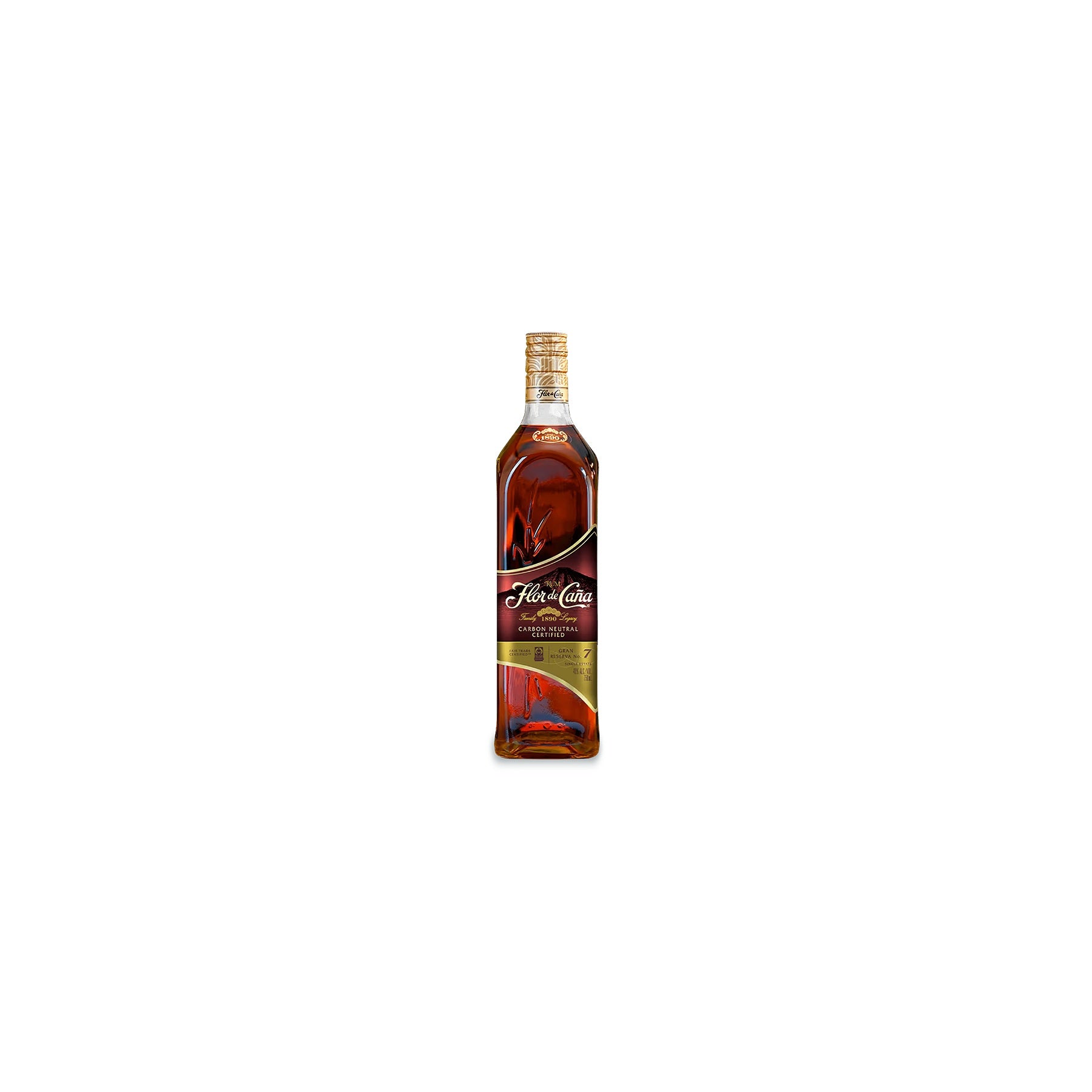 Flor de Cana Gran Reserva 7 Year rum 750ml bottle on a white background