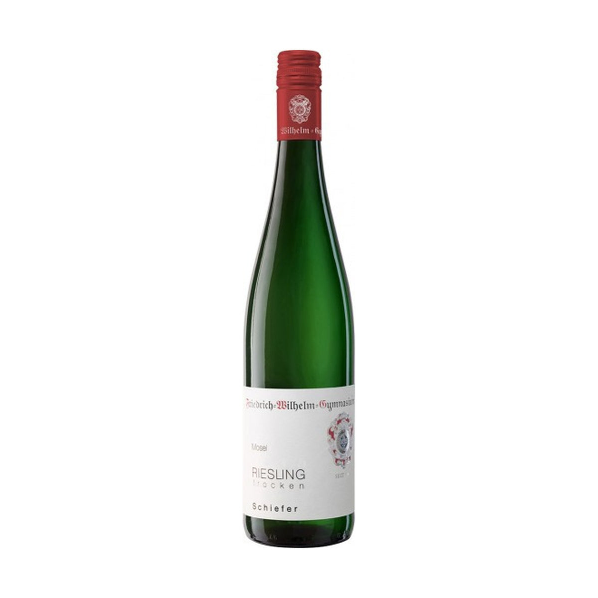 Friedrich-Wilhelm-Gymnasium Schiefer Riesling 2018 750ml bottle on a white background