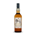Lagavulin 9 Year Old Game of Thrones House Lannister Islay single malt Scotch whisky 750 ml bottle and box on a white background