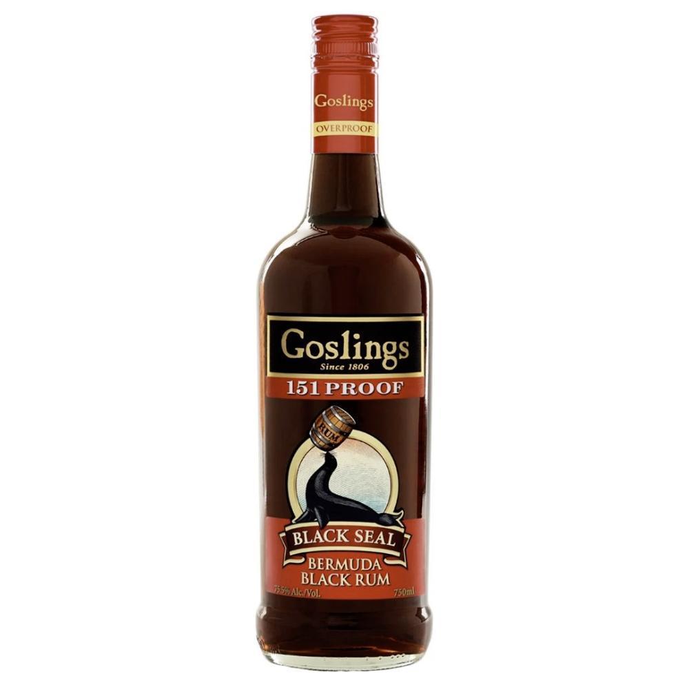 Goslings Black Seal 151 Proof Bermuda Black Rum 750ml bottle on a white background