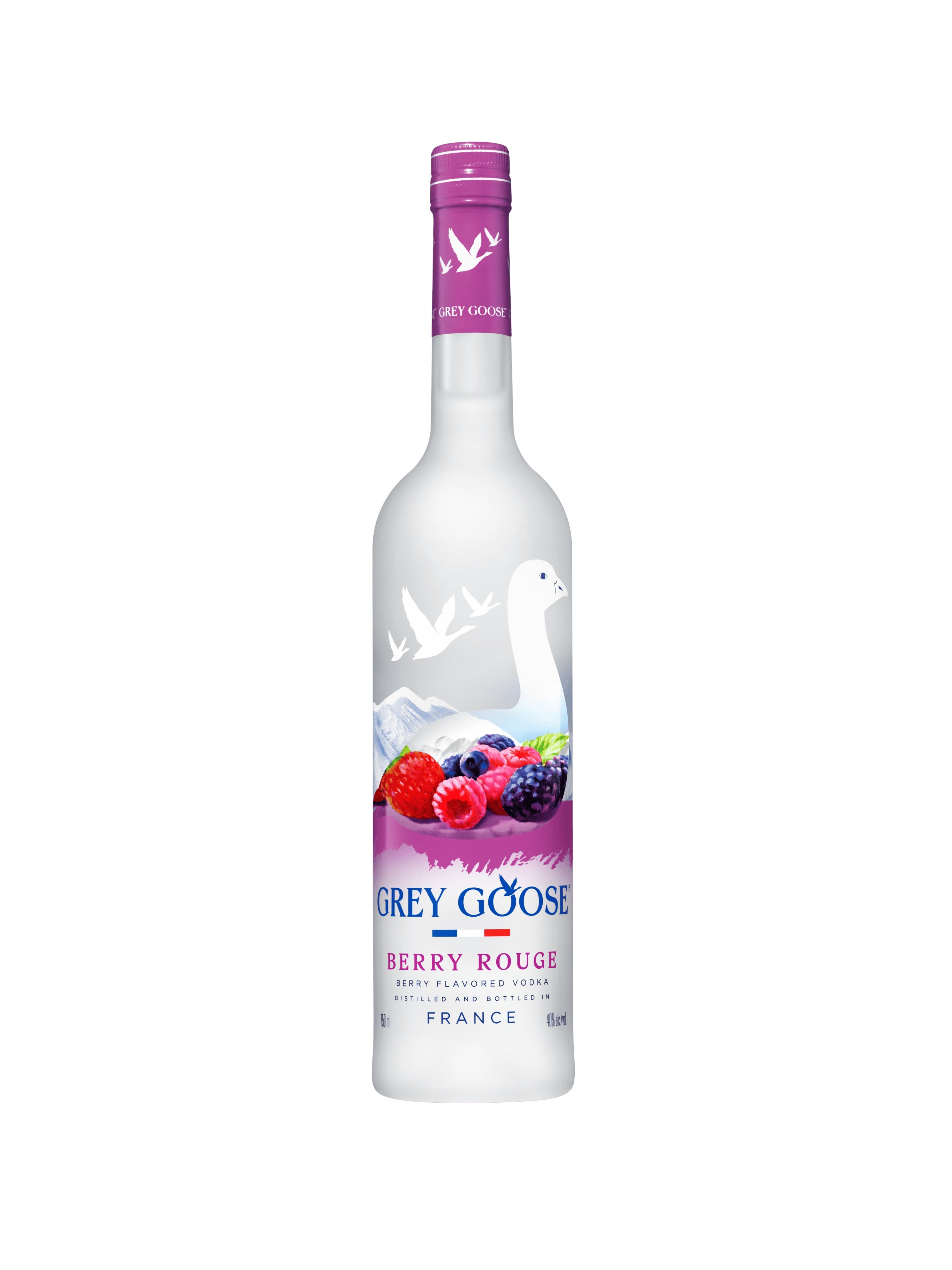 Grey Goose Berry Rouge Vodka 750 ml bottle on a white background