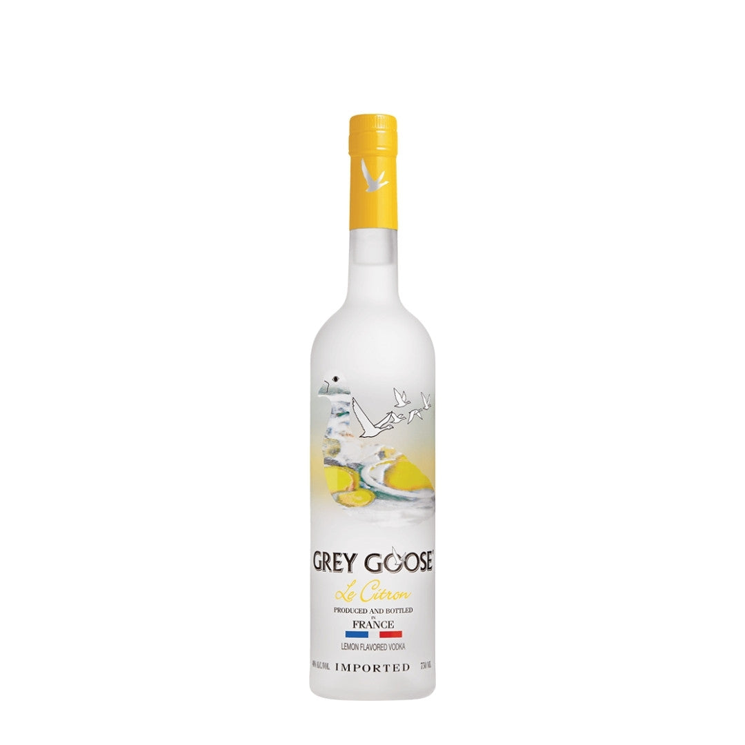 Grey Goose Le Citron Vodka 750 ml bottle on a white background