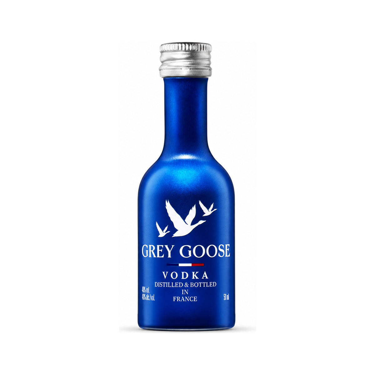 Grey Goose Vodka 50ml miniature bottle on a white background