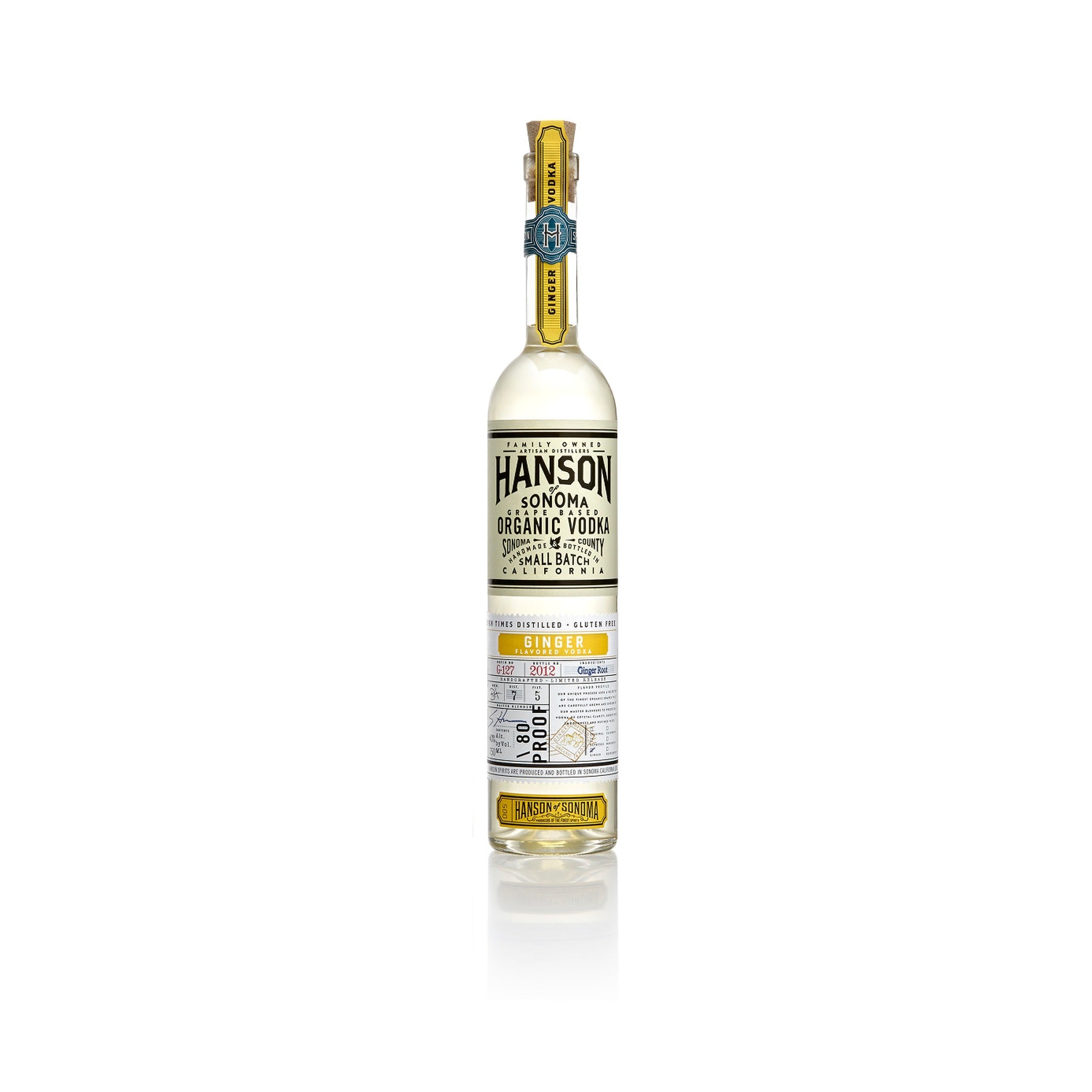 Hanson of Sonoma Organic Ginger Vodka 750ml bottle on a white background
