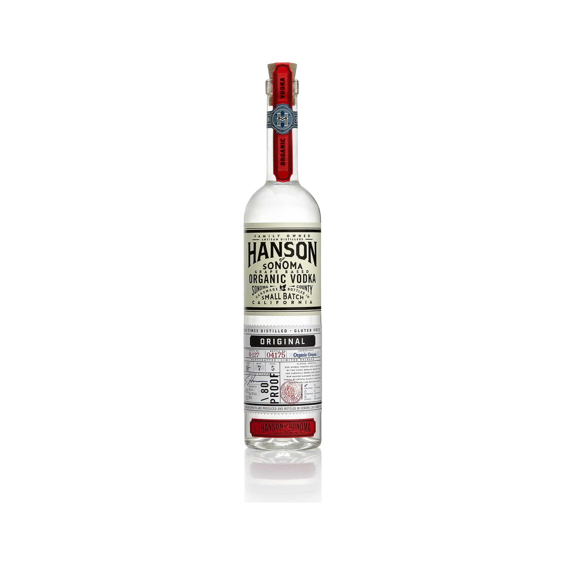 Hanson of Sonoma Original Organic Vodka 750ml bottle on a white background