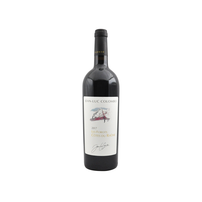 Jean-Luc Colombo Les Forots Côtes du Rhône 2017 bottle on a white background