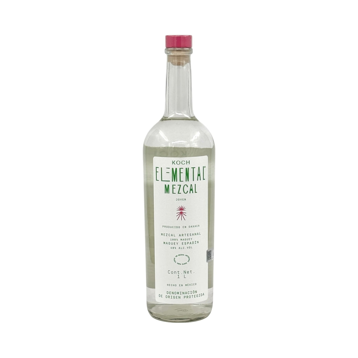Koch Elemental Espadin Mezcal Artesanal Joven 1L bottle on a white background