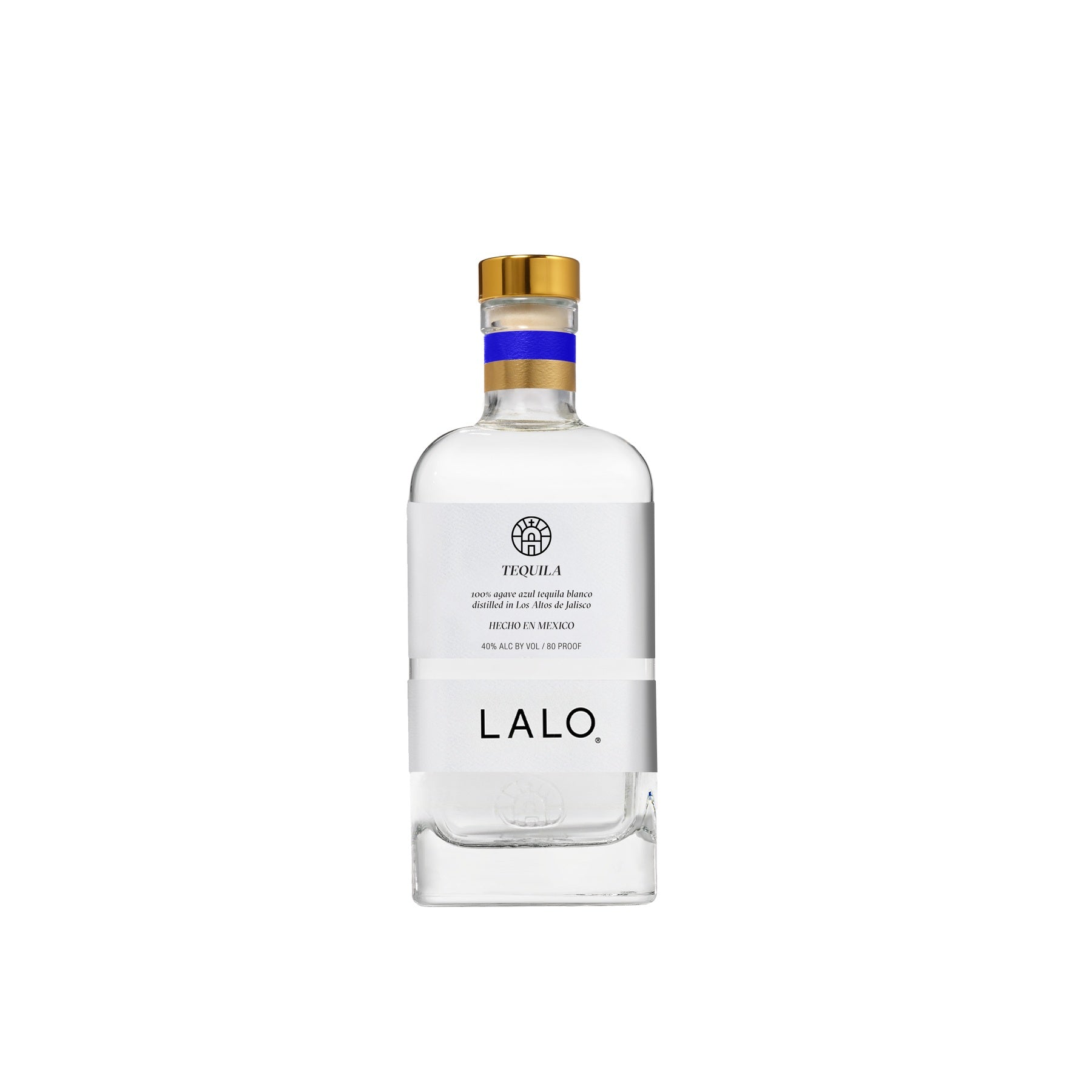LALO Blanco Tequila 750ml bottle on a white background