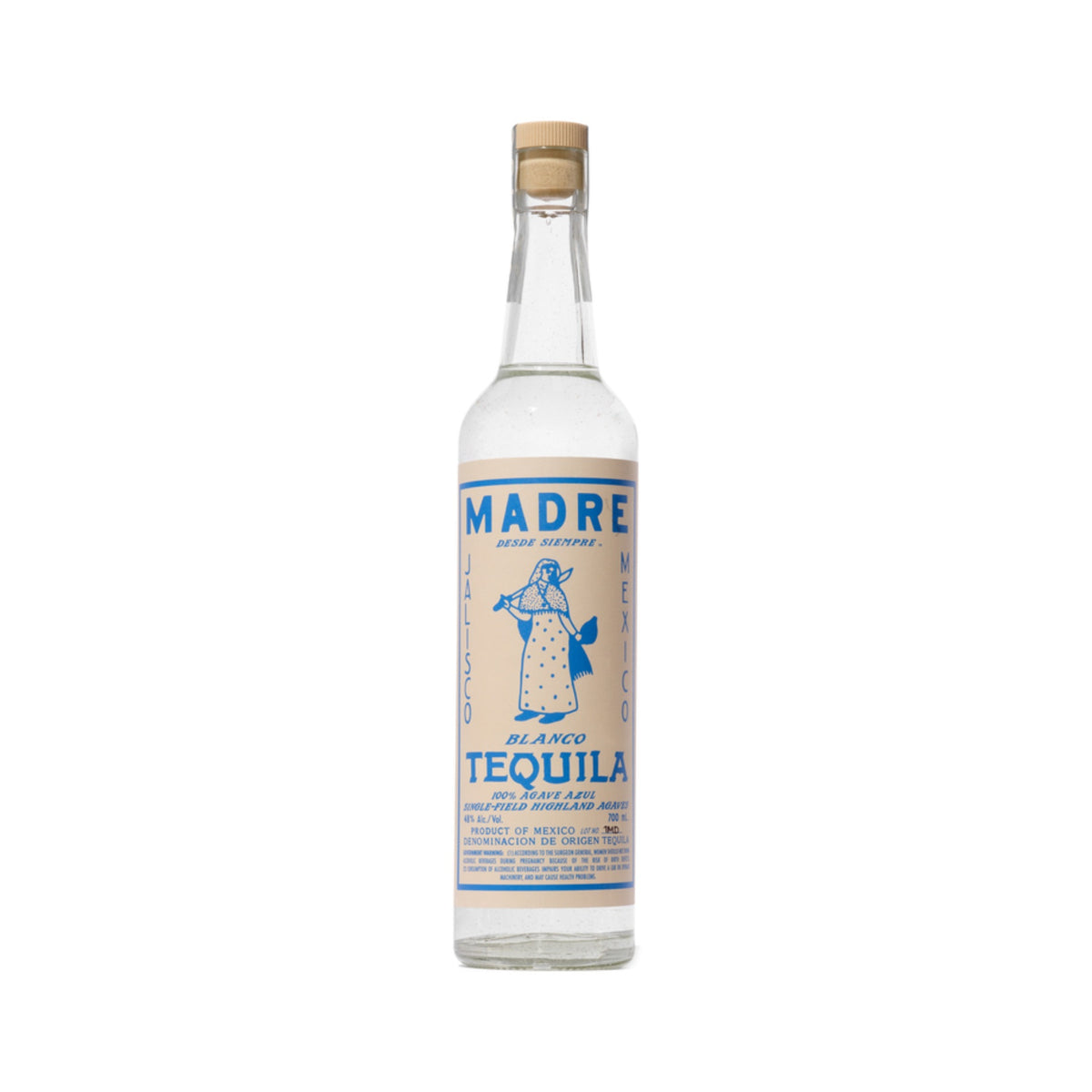 Madre Blanco Tequila 700ml bottle on a white background