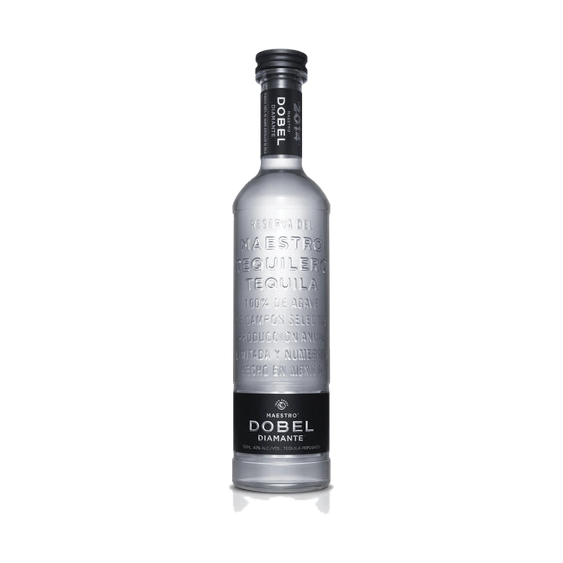 Maestro Dobel Diamante Reposado Cristalino Tequila 750 ml bottle on a white background