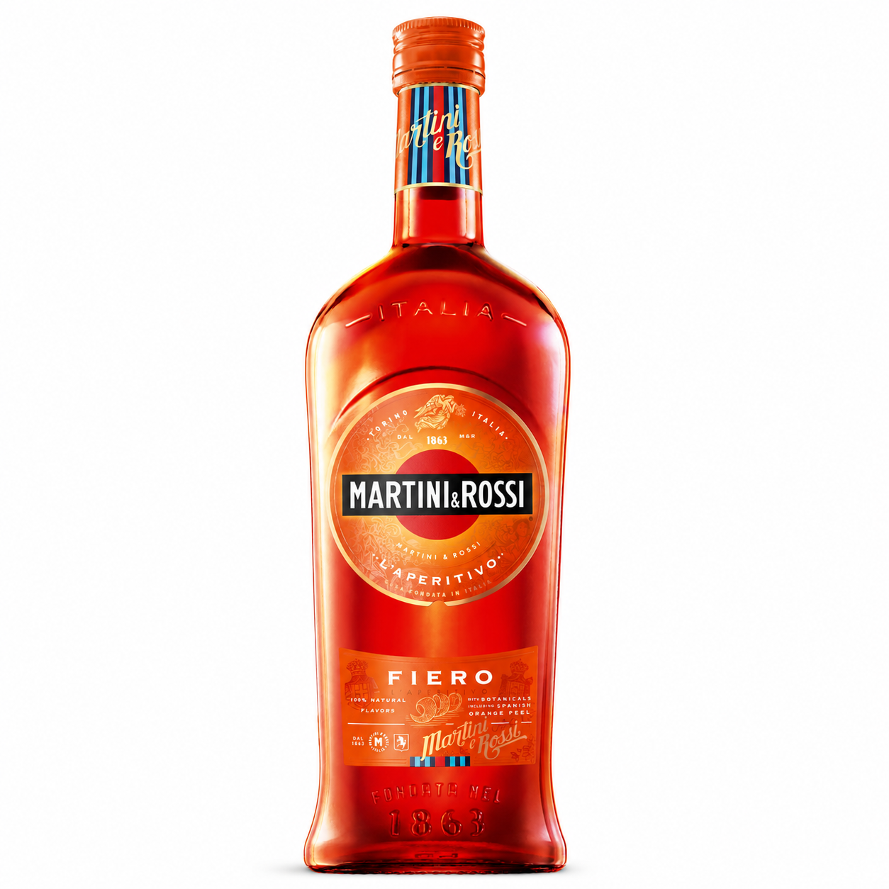 Martini & Rossi Fiero Orange Aperitivo Vermouth 750ml bottle on a white background