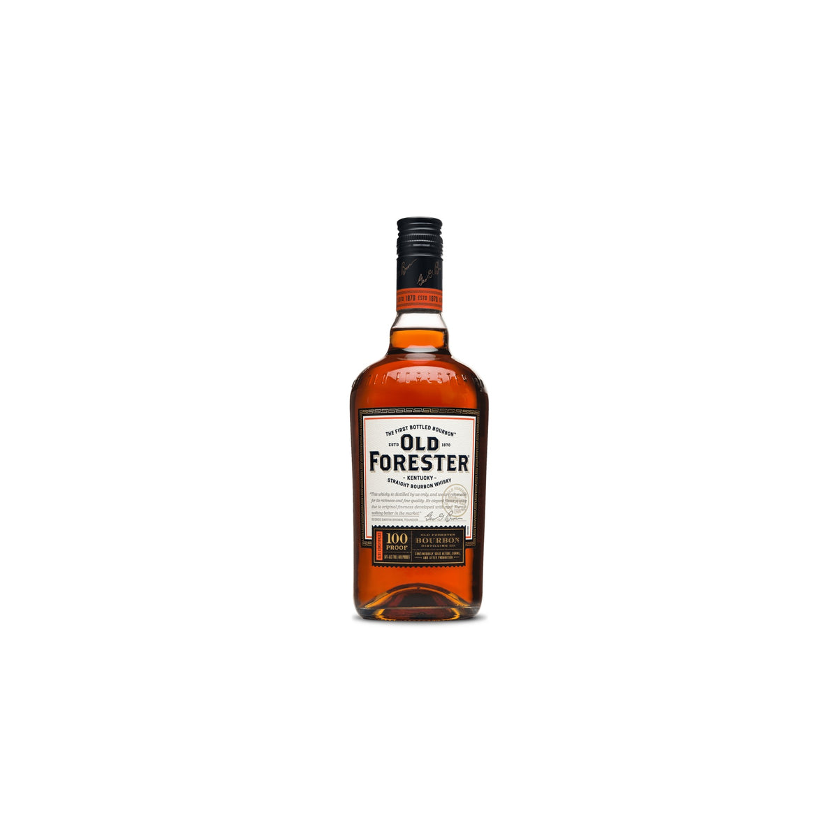 Old Forester 100 Proof Kentucky straight bourbon whisky 750ml bottle on a white background