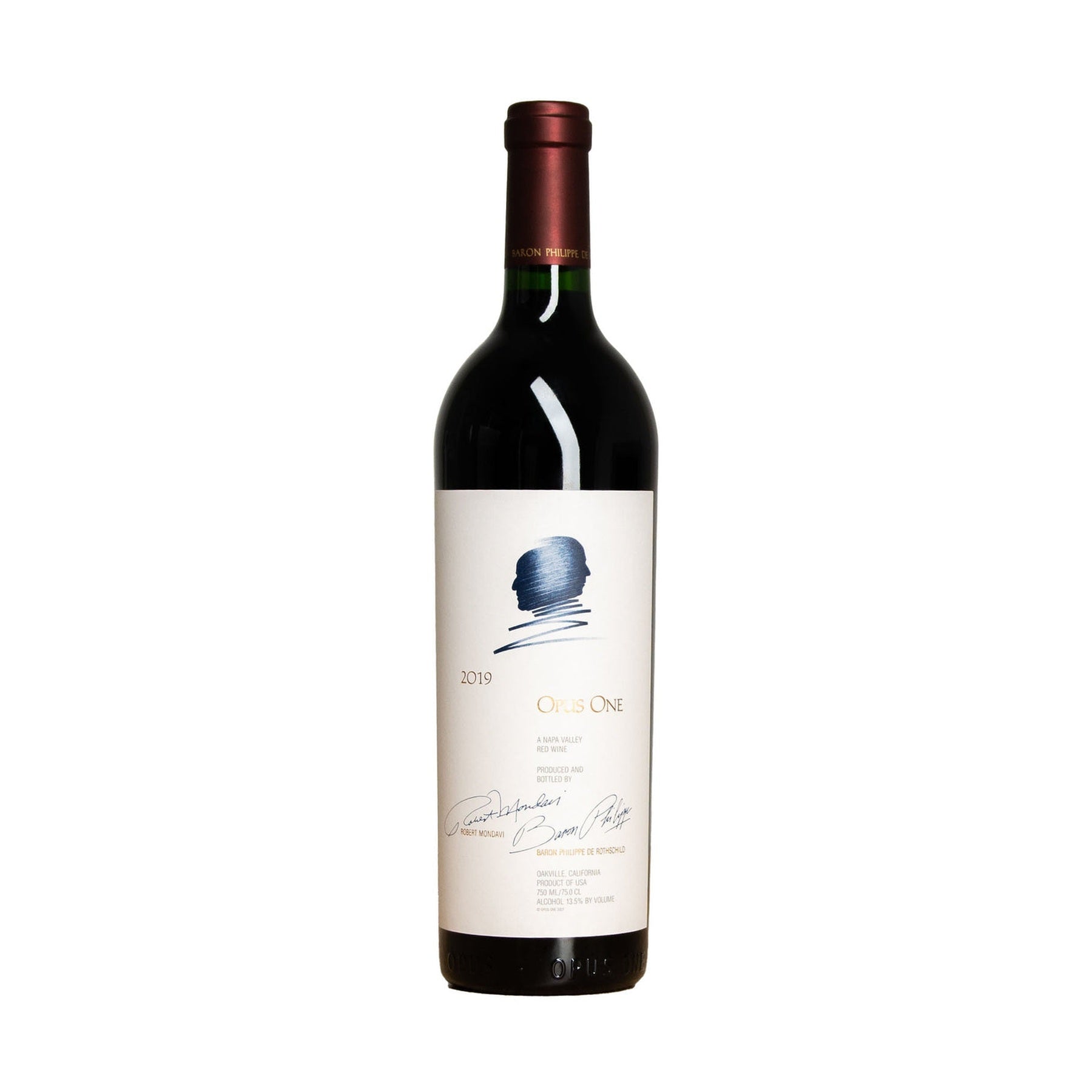 Opus One Napa Valley Red Wine 2019 750ml bottle on a white background