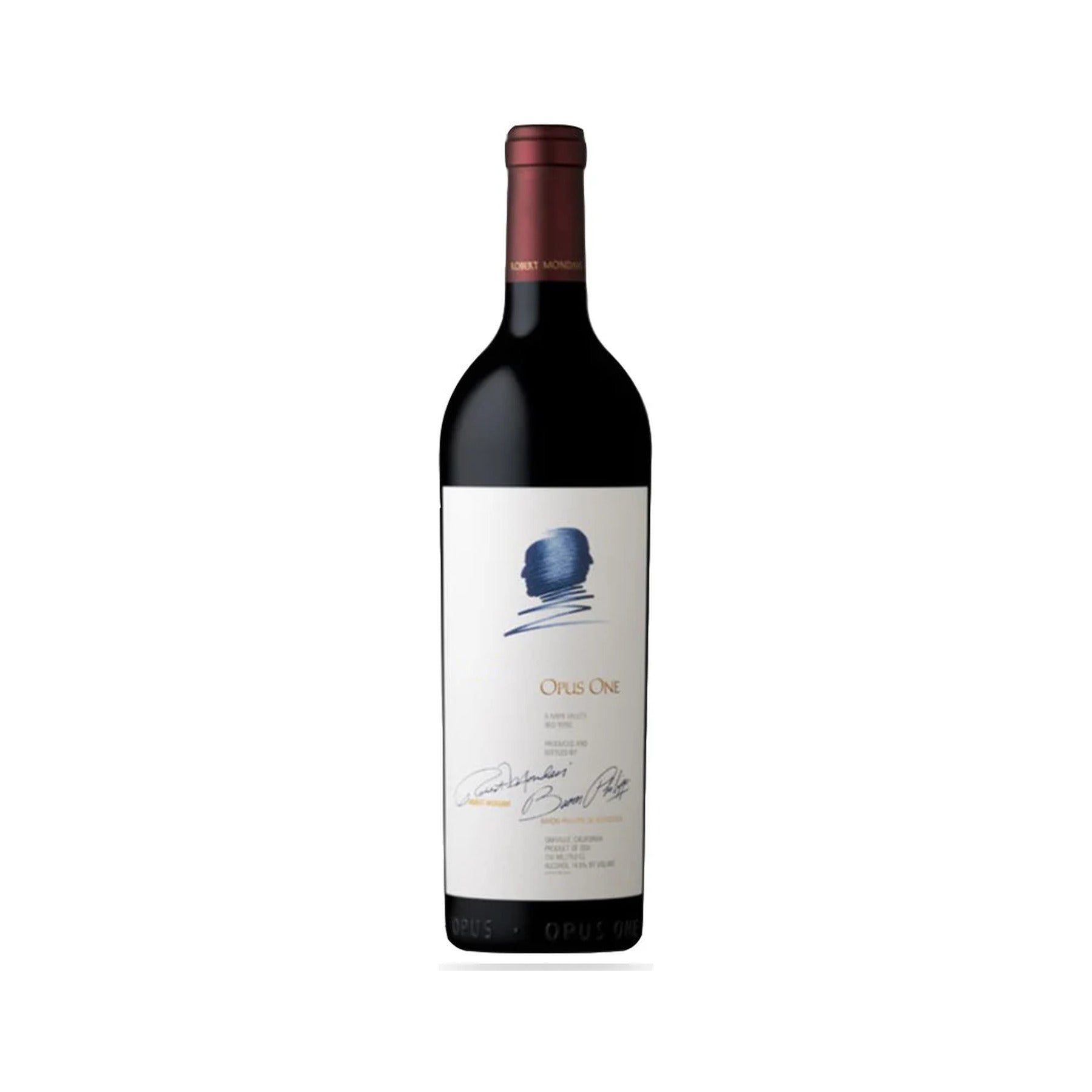 Opus One Red Wine 2018 bottle on a white background
