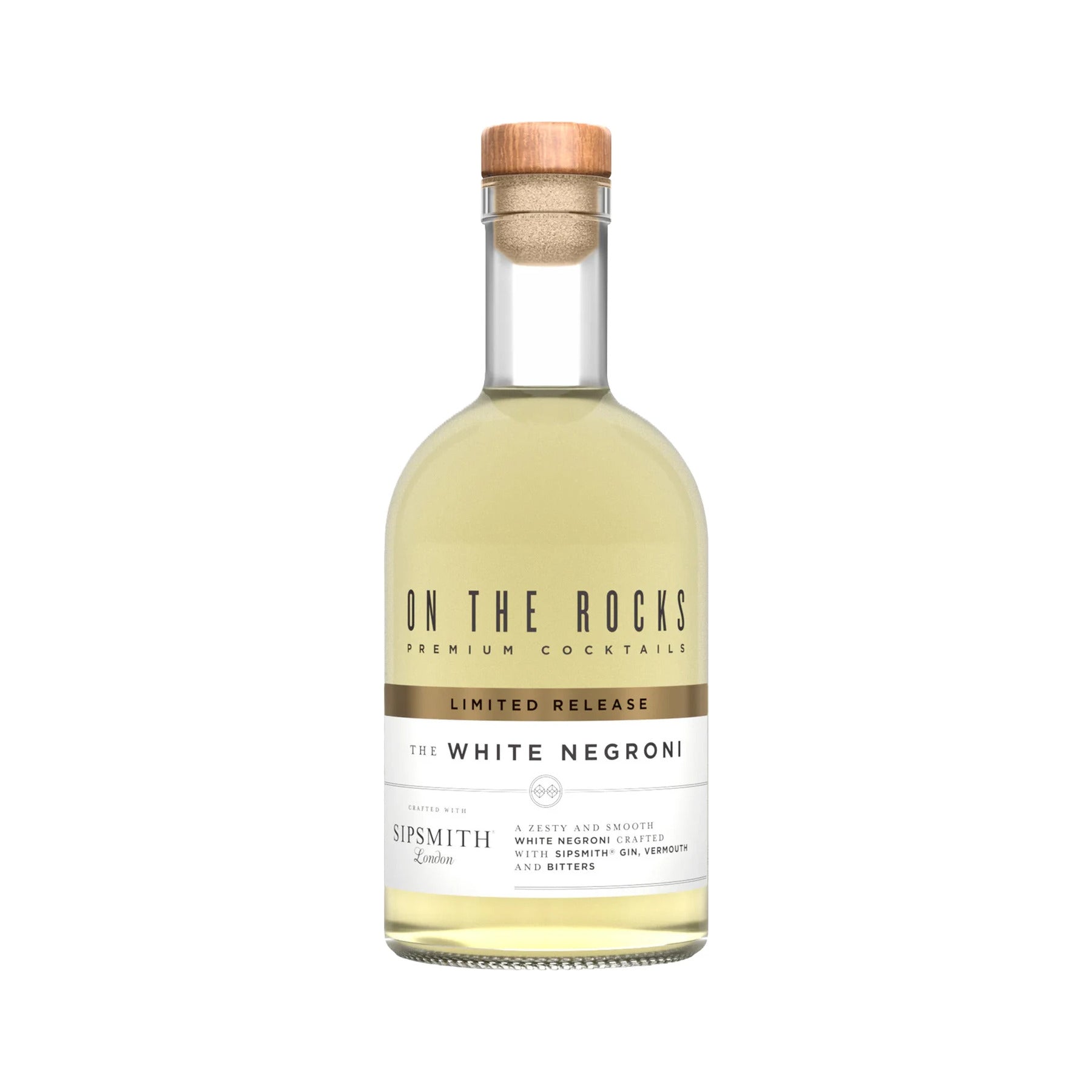 On The Rocks White Negroni 375ml bottle on a white background