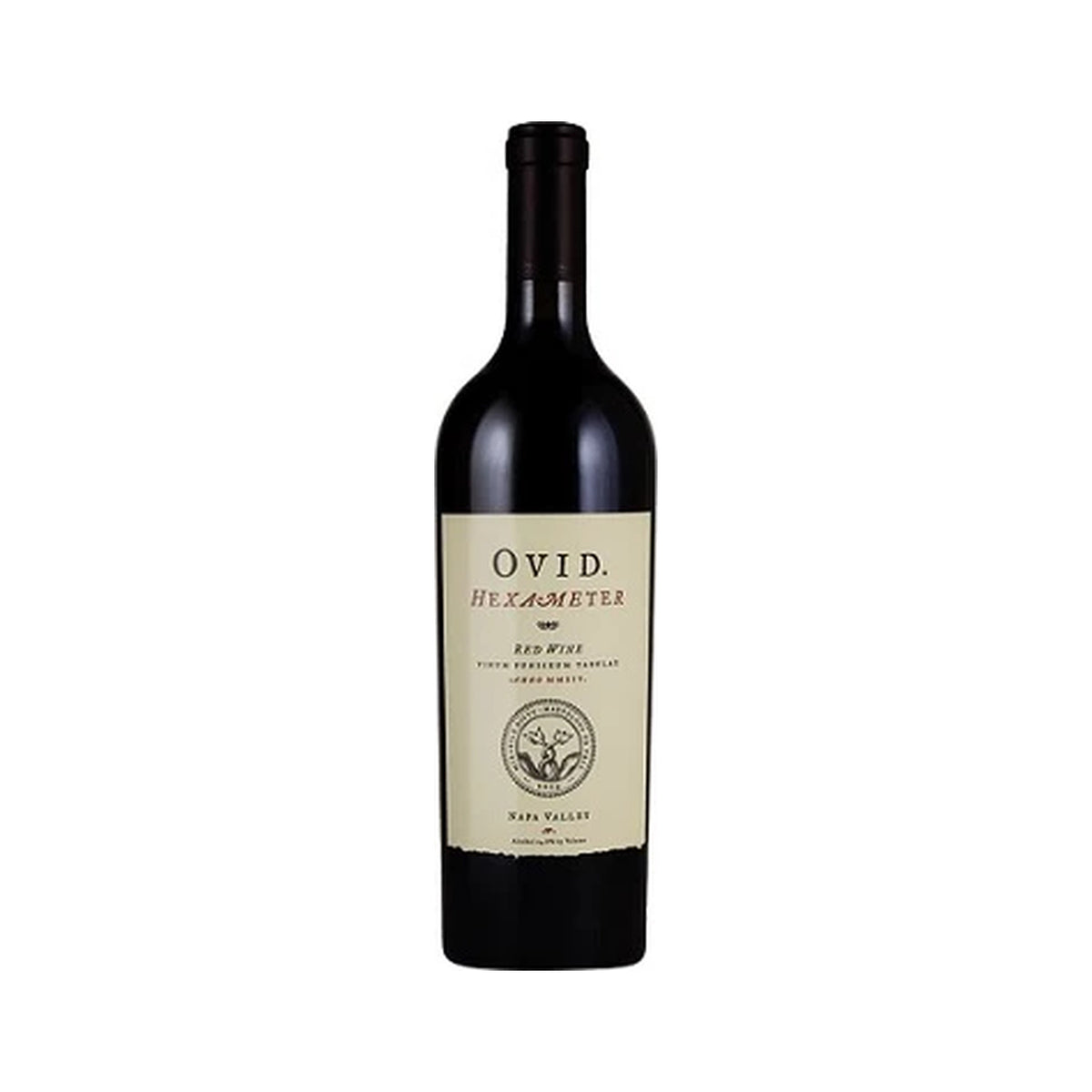 Ovid Hexameter Red Wine 2017 bottle on a white background