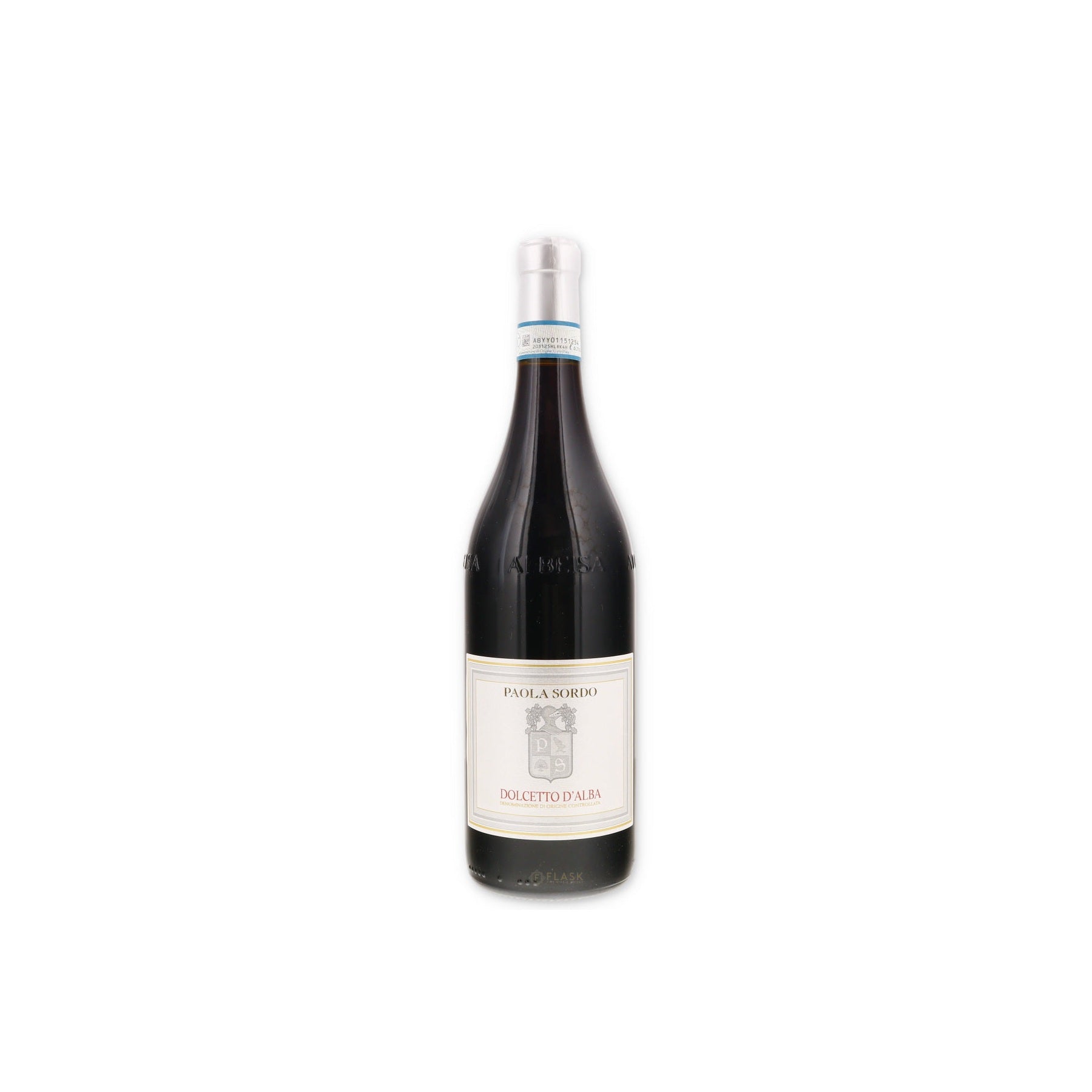 Paola Sordo Dolcetto d'Alba 2020 750ml bottle on a white background