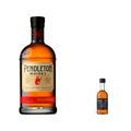 Pendleton Canadian Whisky 750 ml bottle with Pendleton Midnight 50 ml miniature on a white background