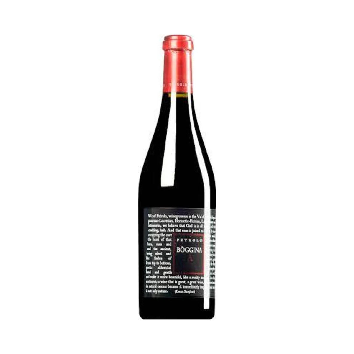 Petrolo Boggina Sangiovese bottle on a white background