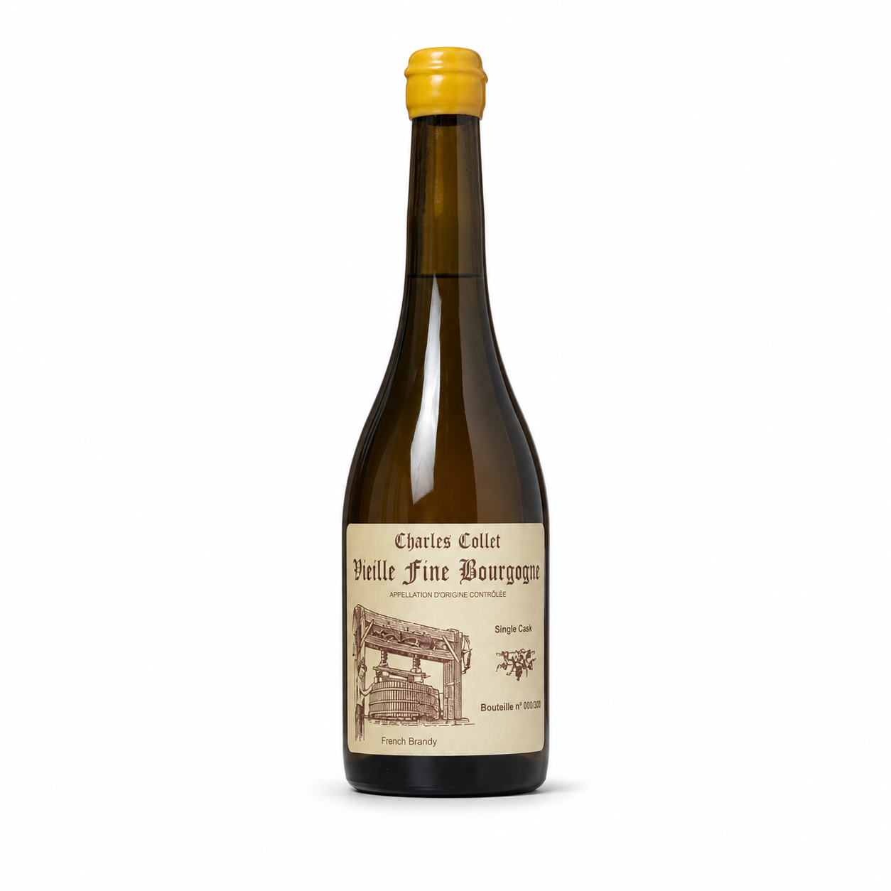 Charles Collet Vieille Fine de Bourgogne Single Cask Brandy 700 ml bottle on a white background