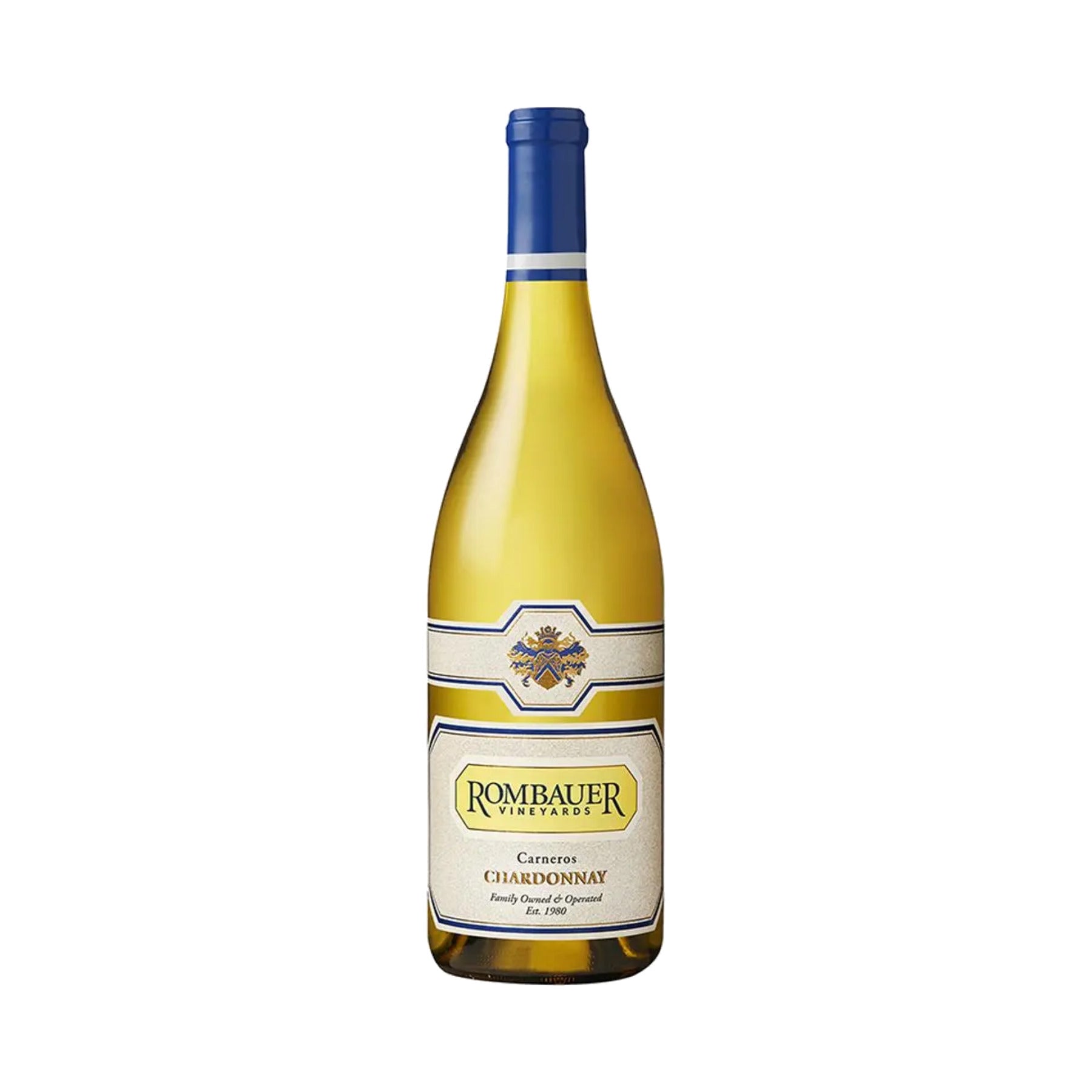 Rombauer Chardonnay half bottle on a white background