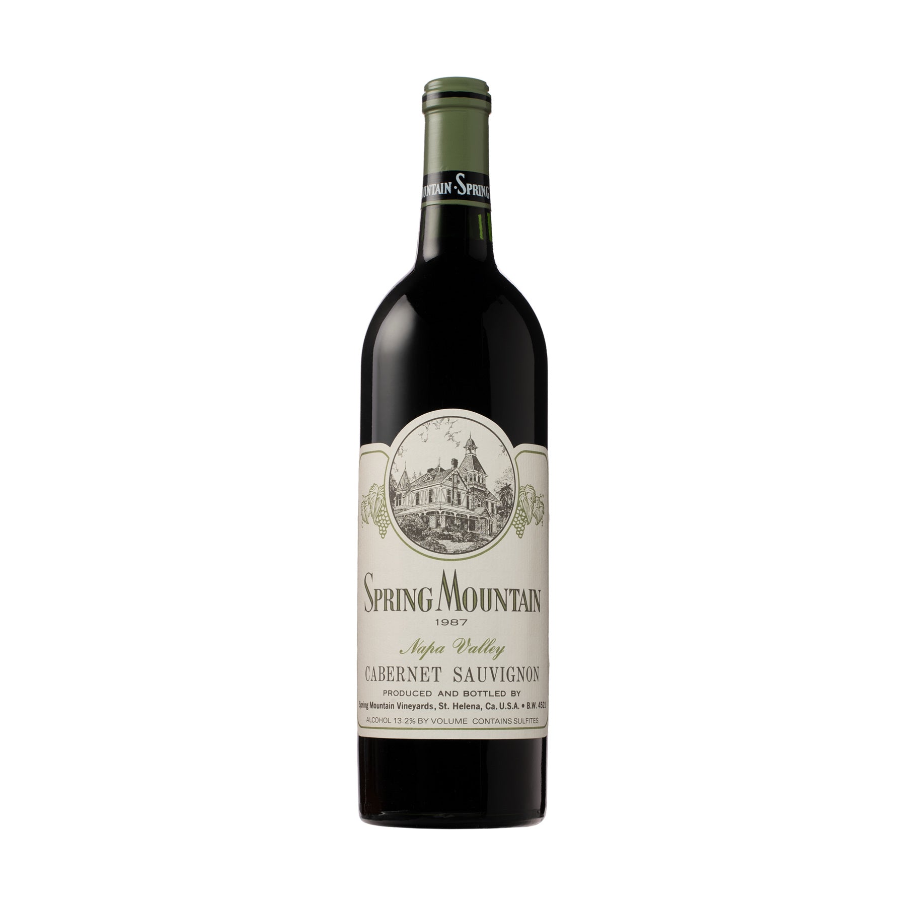 Spring Mountain Vineyard 1987 Napa Valley Cabernet Sauvignon bottle on a white background