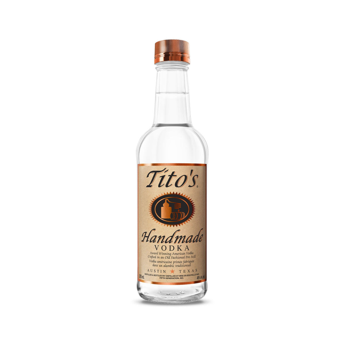 Tito's Handmade Vodka 375ml bottle on a white background