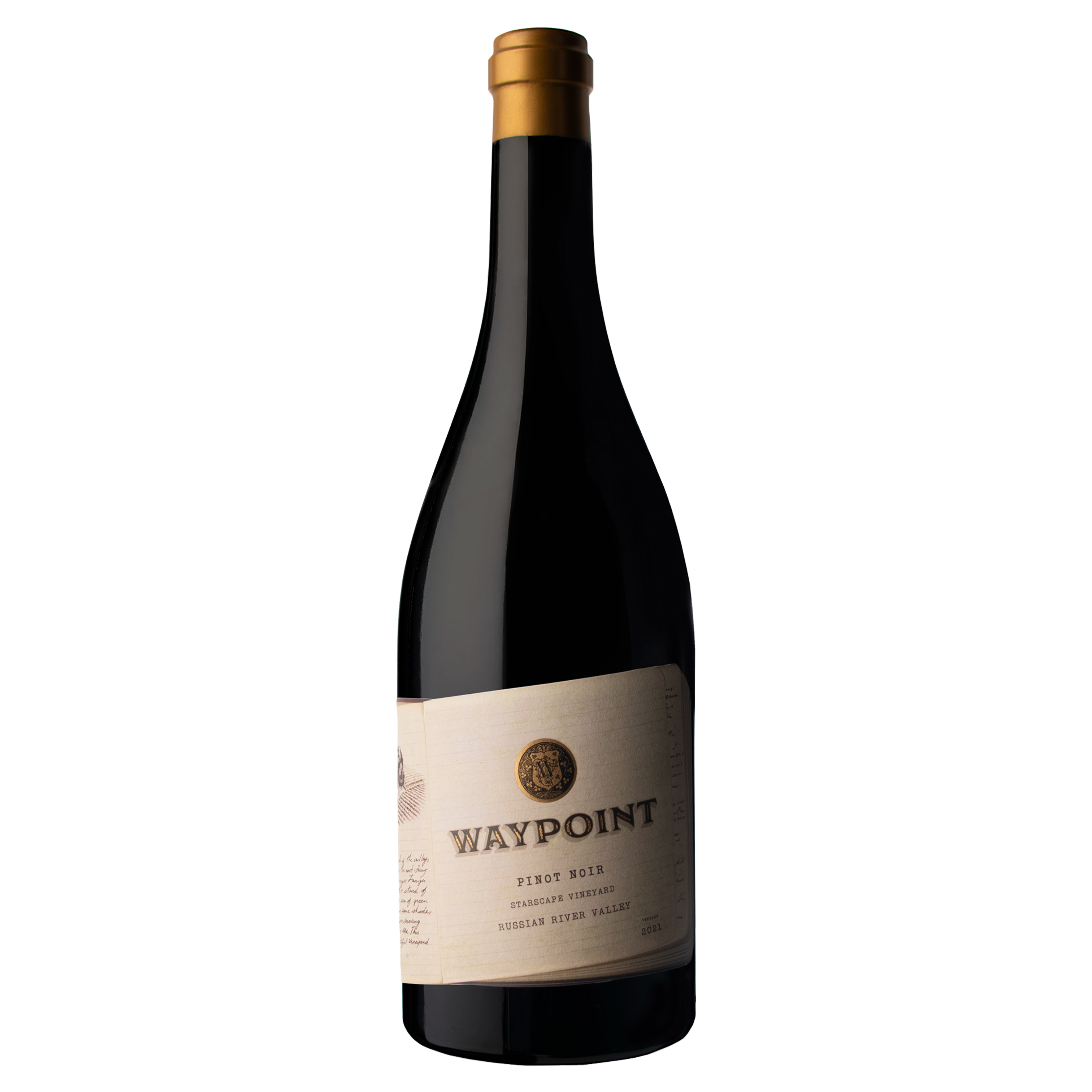 Waypoint Starscape Vineyard Pinot Noir bottle on a white background