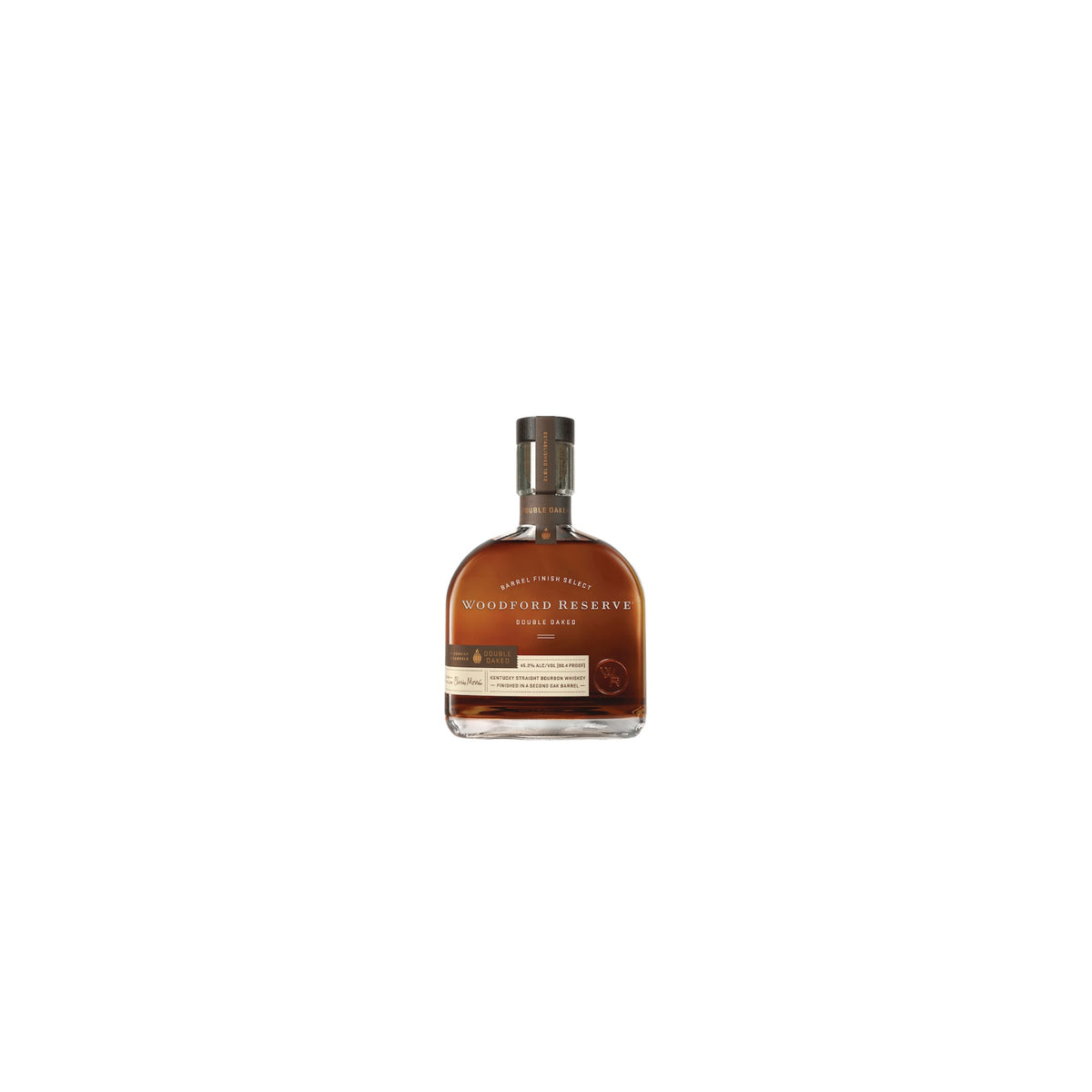 Woodford Reserve Double Oaked bourbon whiskey 750ml bottle on a white background